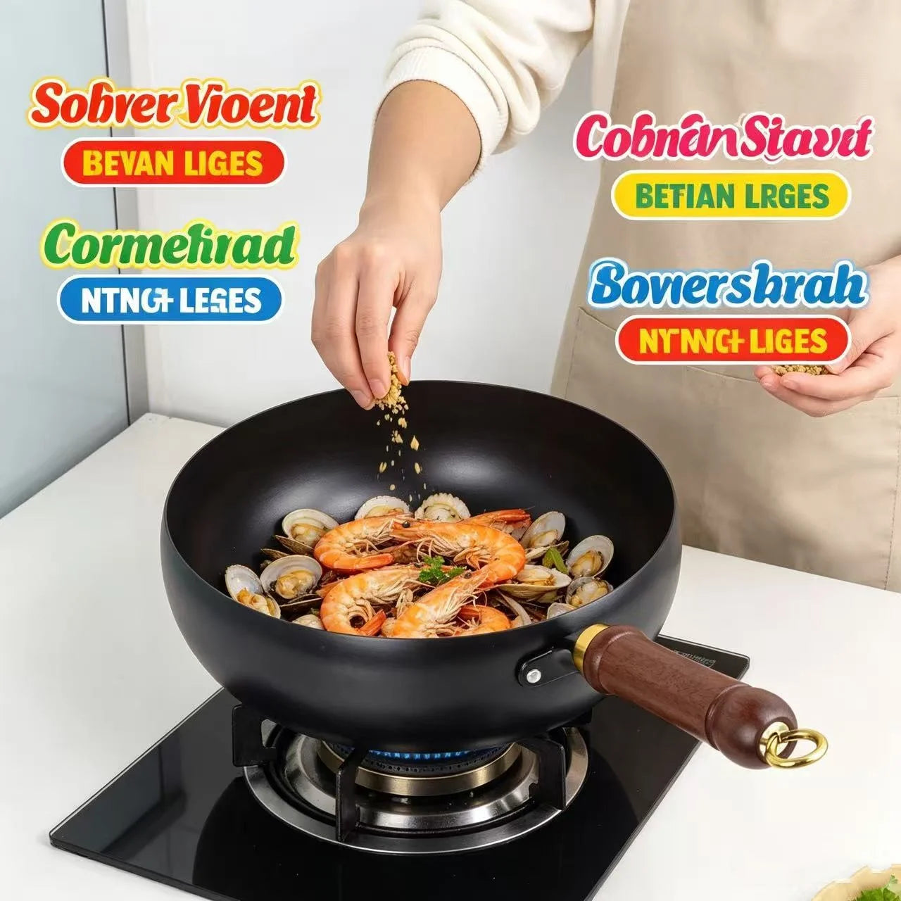 Pure Iron Wok Uncoated Carbon Steel Frying Pan