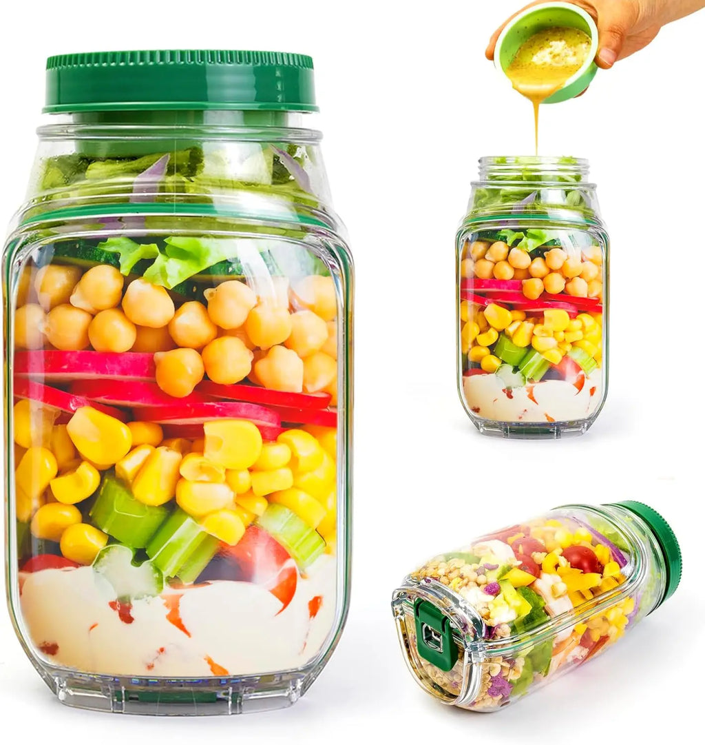Salad Jar Containers with Side Opening