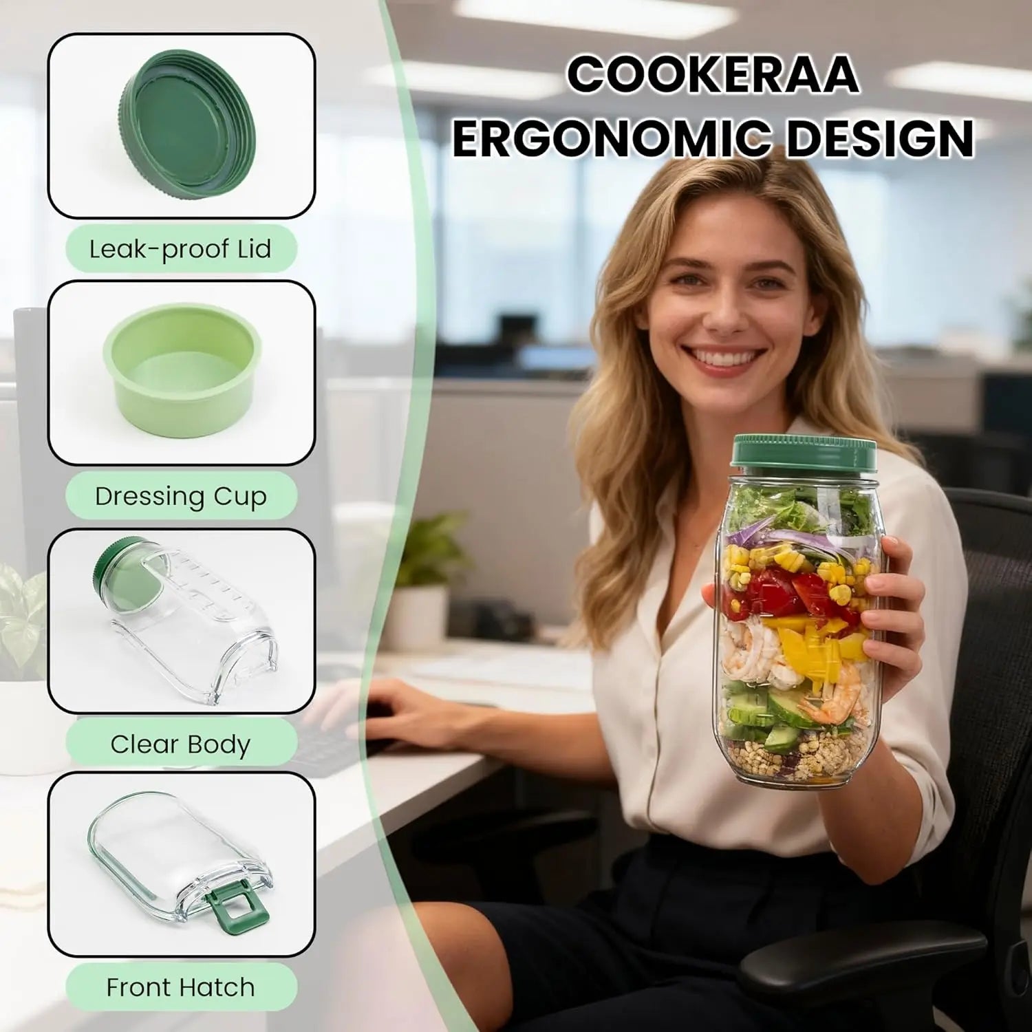 Salad Jar Containers with Side Opening