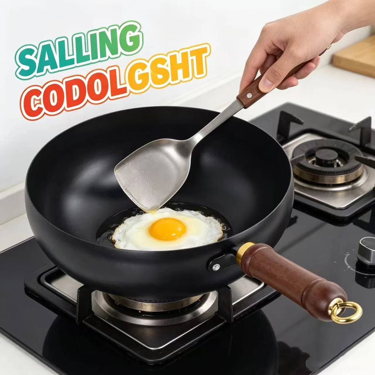 Pure Iron Wok Uncoated Carbon Steel Frying Pan
