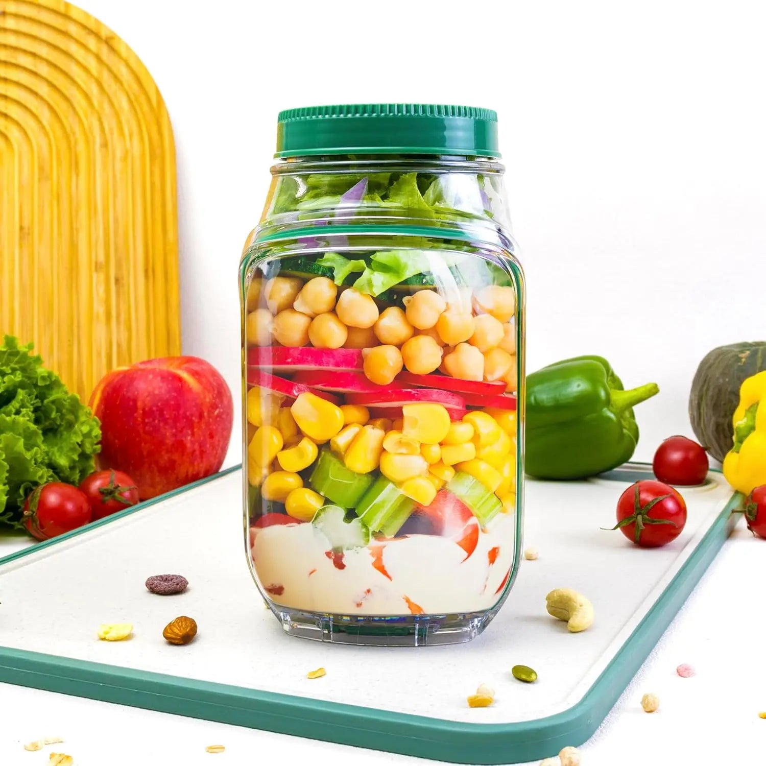 Salad Jar Containers with Side Opening