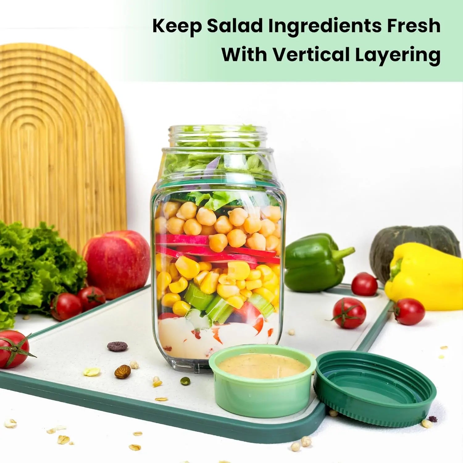 Salad Jar Containers with Side Opening