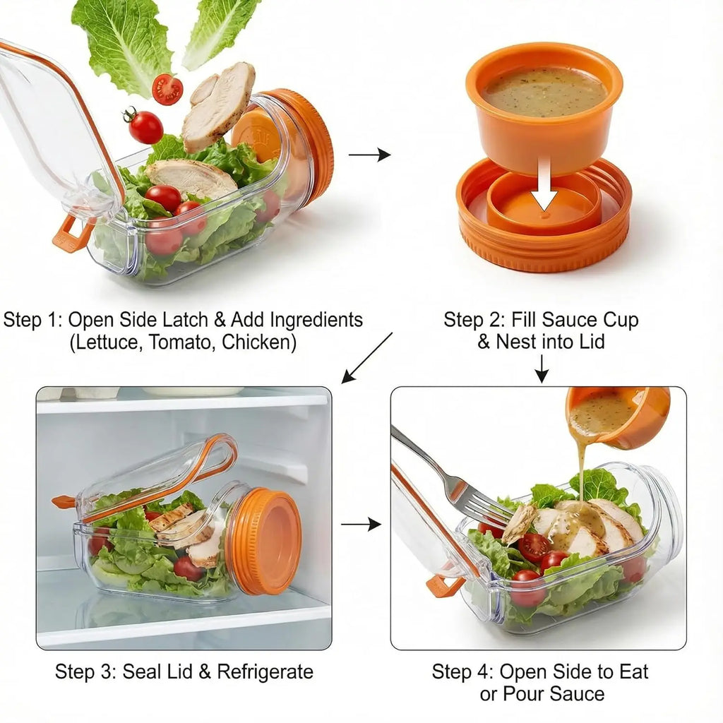 Salad Jar Containers with Side Opening