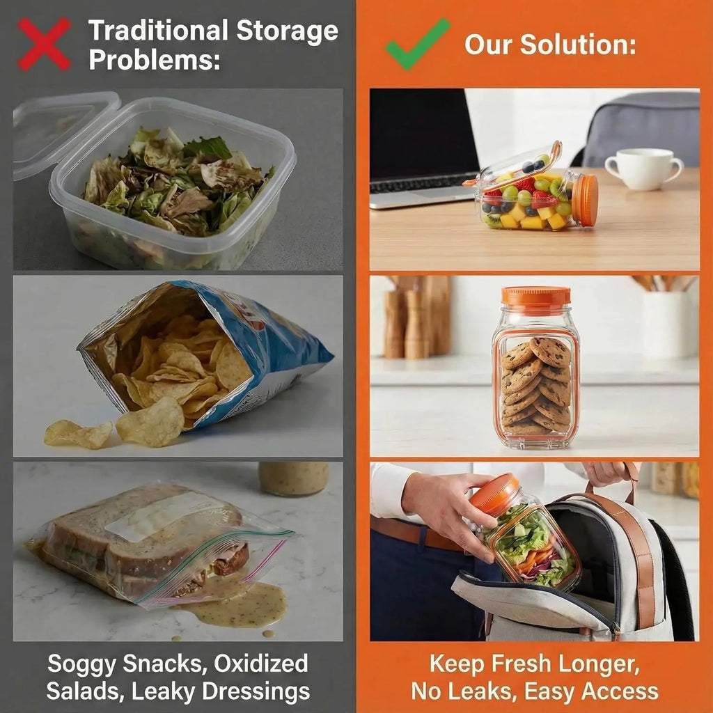 Salad Jar Containers with Side Opening
