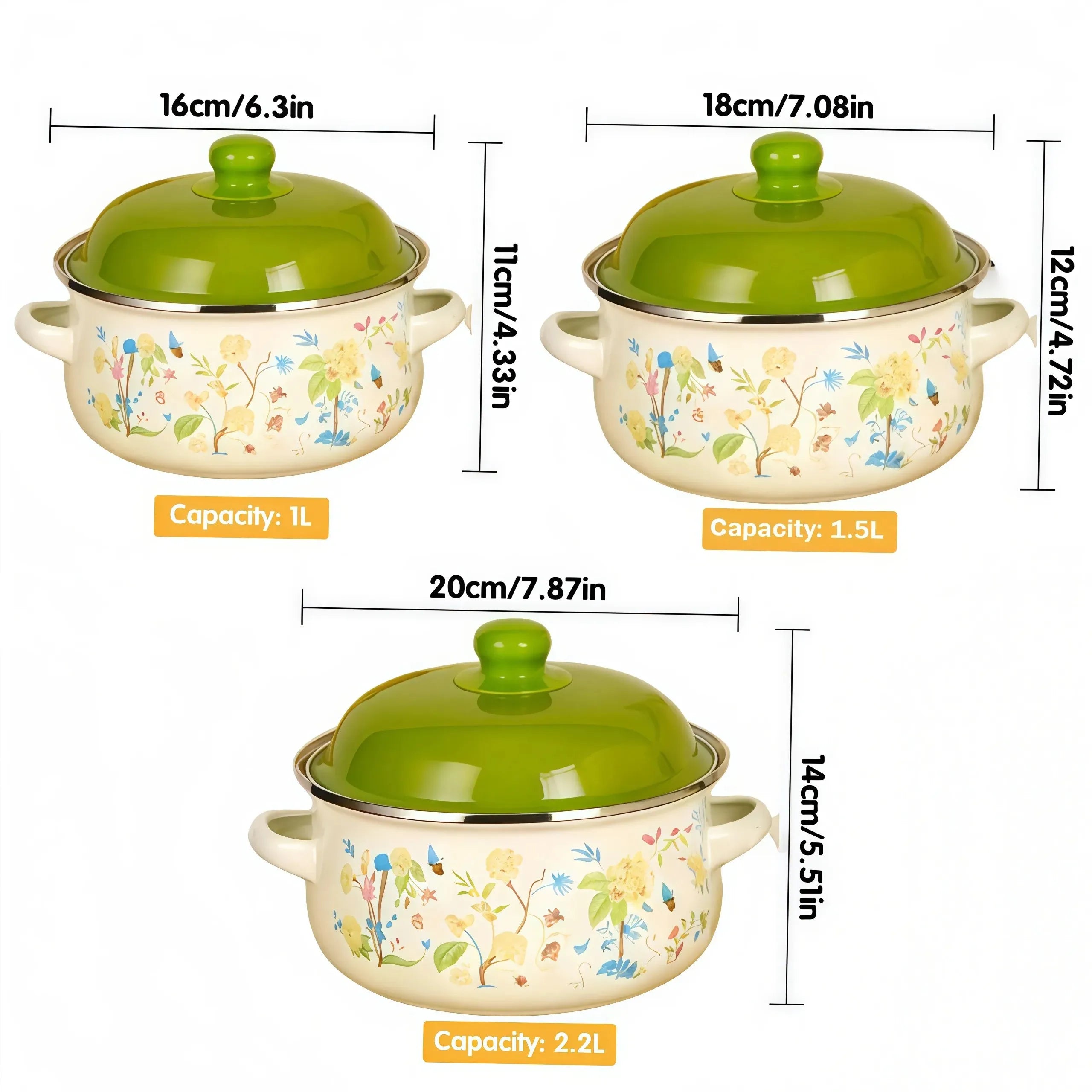Vintage Enamel Stock Pot Set with Lid
