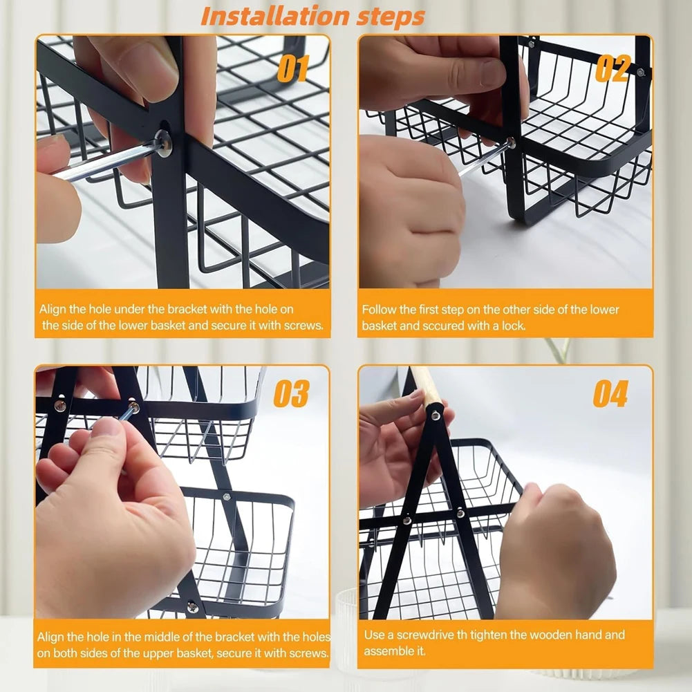 Iron Double Layer Storage Basket