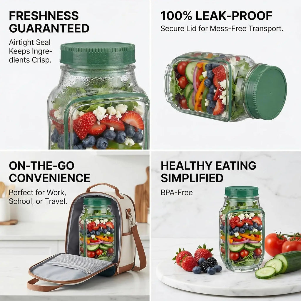 Salad Jar Containers with Side Opening